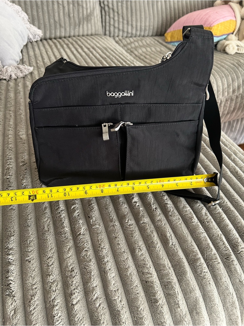 Baggallini Black Nylon Crossbody Bag with Front Zips